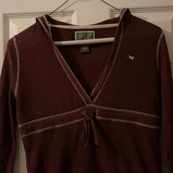 US Polo 3/4 Sleeve V-Neck Hoodie (L- fitted) - Picture 6 of 8